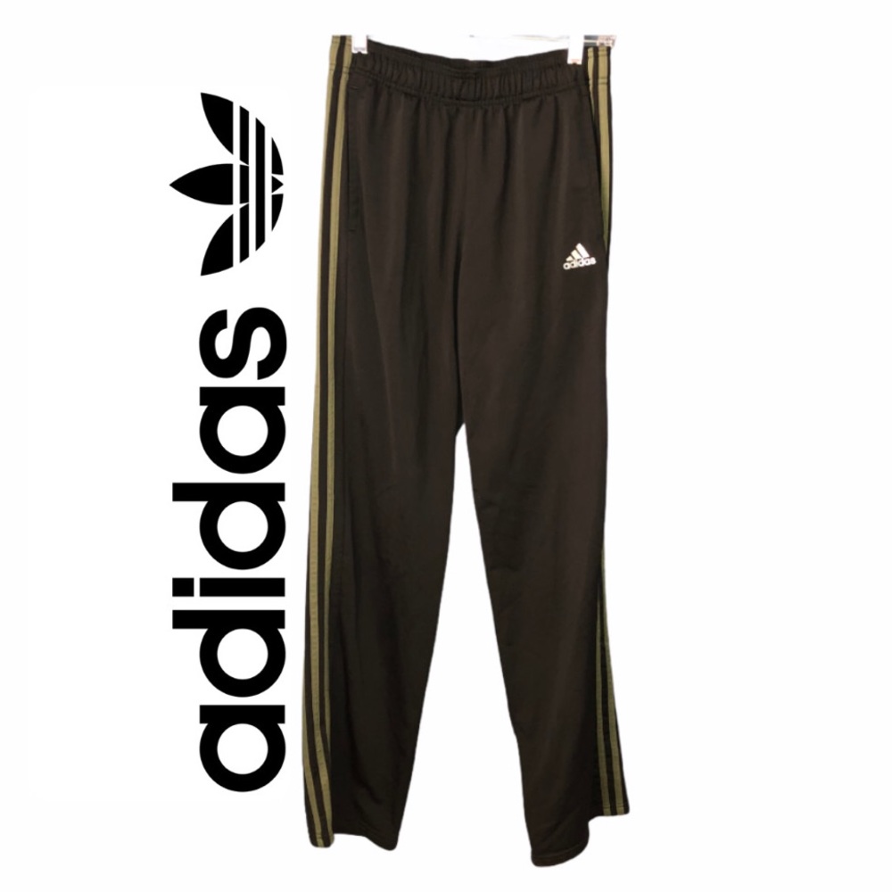 Adidas Fleece-Lined Sweatpants Black/Green Stripes